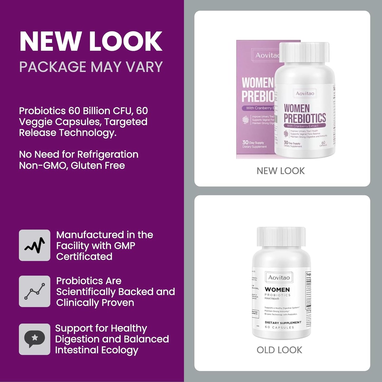 Vaginal Probiotic Capsules for Women - 60 Billion CFU Gut Health and Ph Balance Support with Prebiotics - Digestive and Urinary Tract Wellness