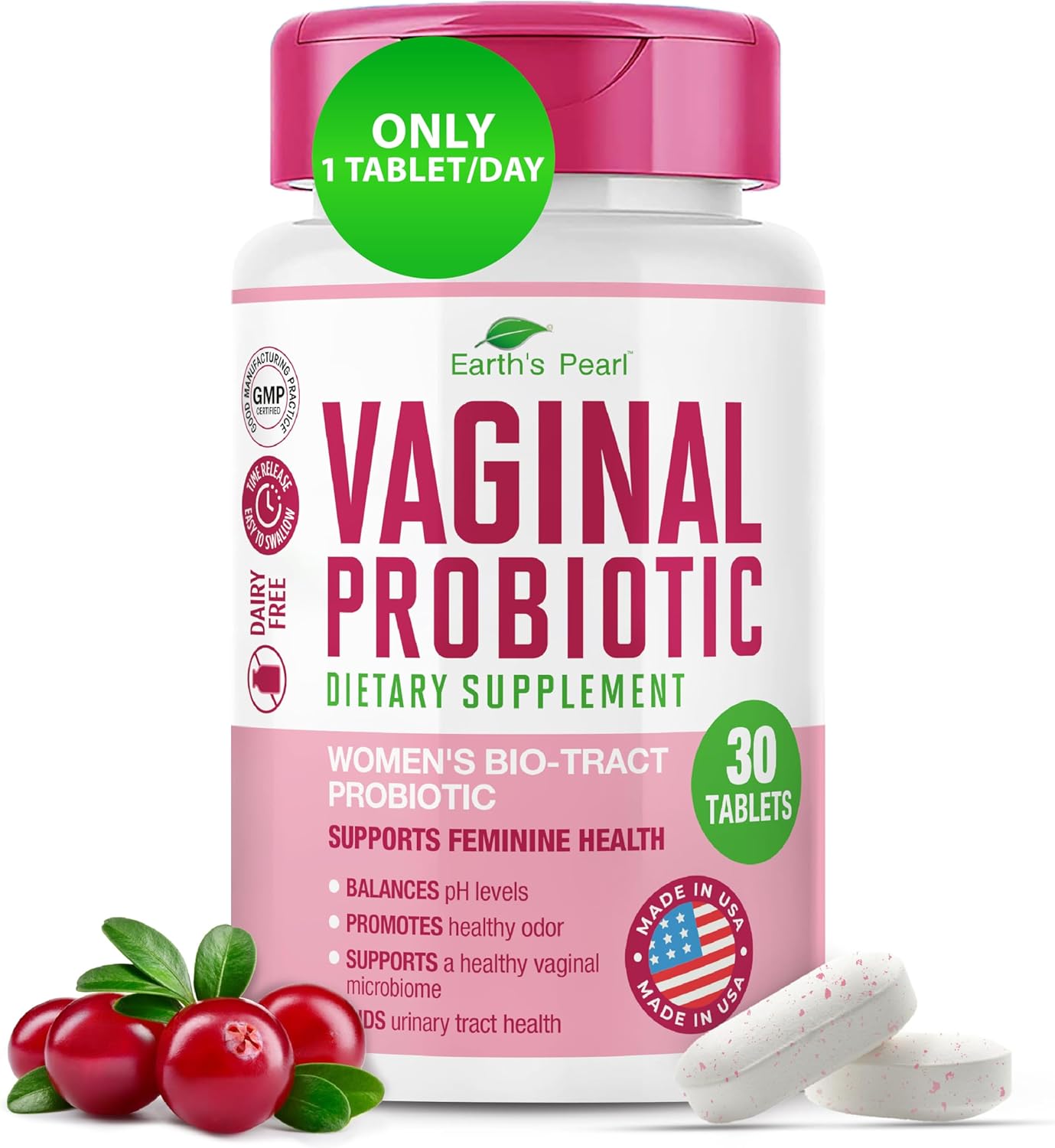 Vaginal Probiotic with BIO-Tract® Technology - 3 Billion CFU, Promotes Vaginal Health, Balanced pH & Odor, 15x More Effective - 1 Tablet Daily