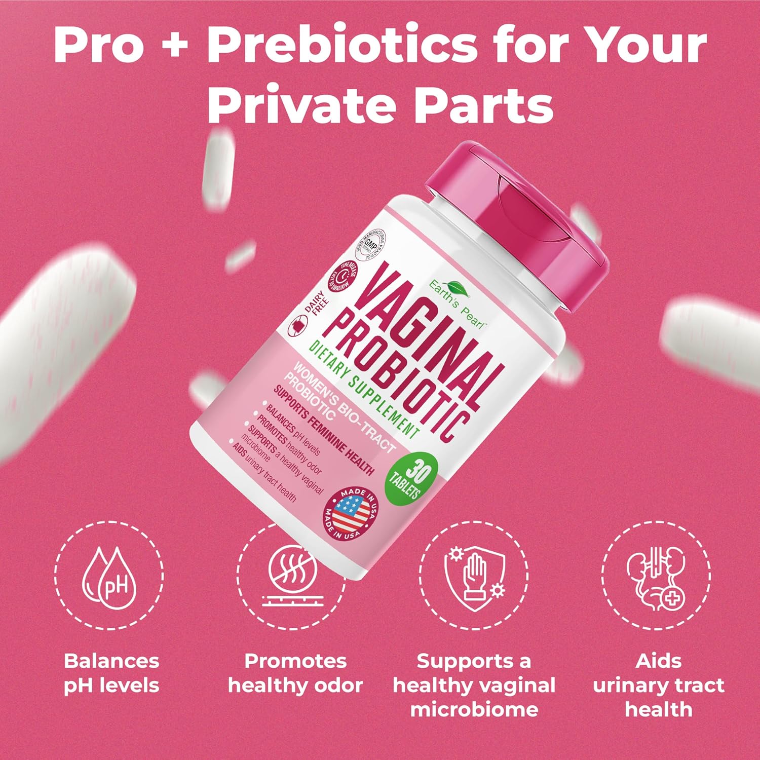 Vaginal Probiotic with BIO-Tract® Technology - 3 Billion CFU, Promotes Vaginal Health, Balanced pH & Odor, 15x More Effective - 1 Tablet Daily
