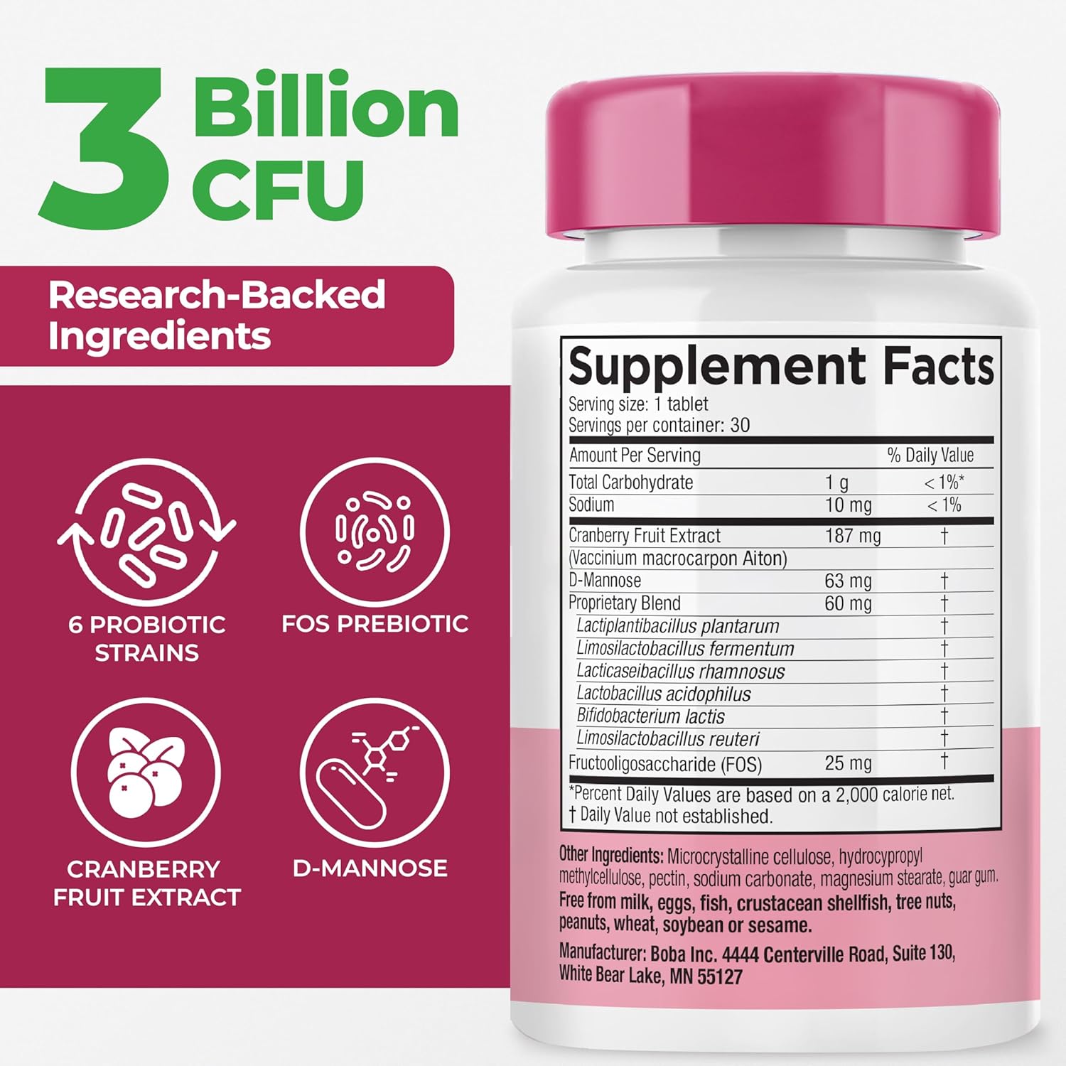 Vaginal Probiotic with BIO-Tract® Technology - 3 Billion CFU, Promotes Vaginal Health, Balanced pH & Odor, 15x More Effective - 1 Tablet Daily