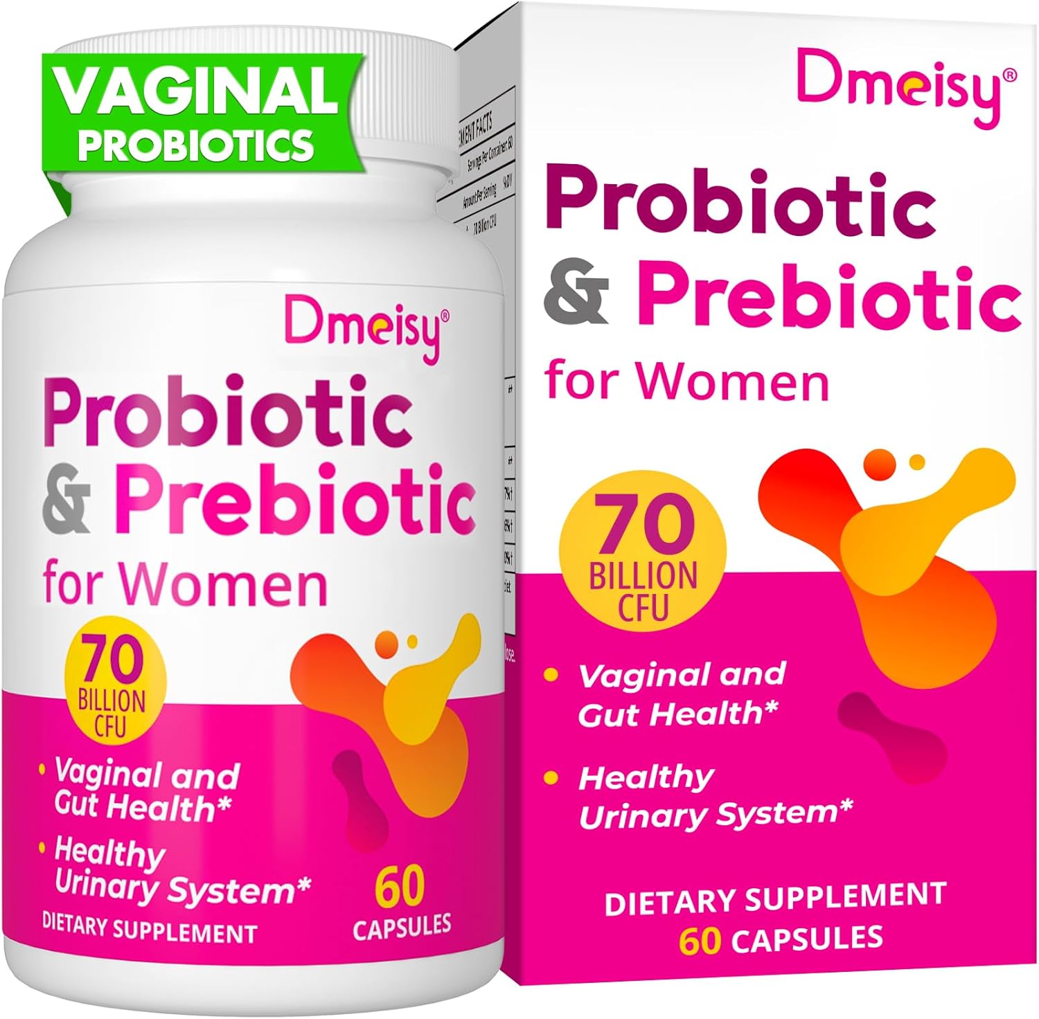 Vaginal Probiotics for Women - 70 Billion CFU, 13-in-1 Formula with Organic Prebiotics - 2 Month Supply