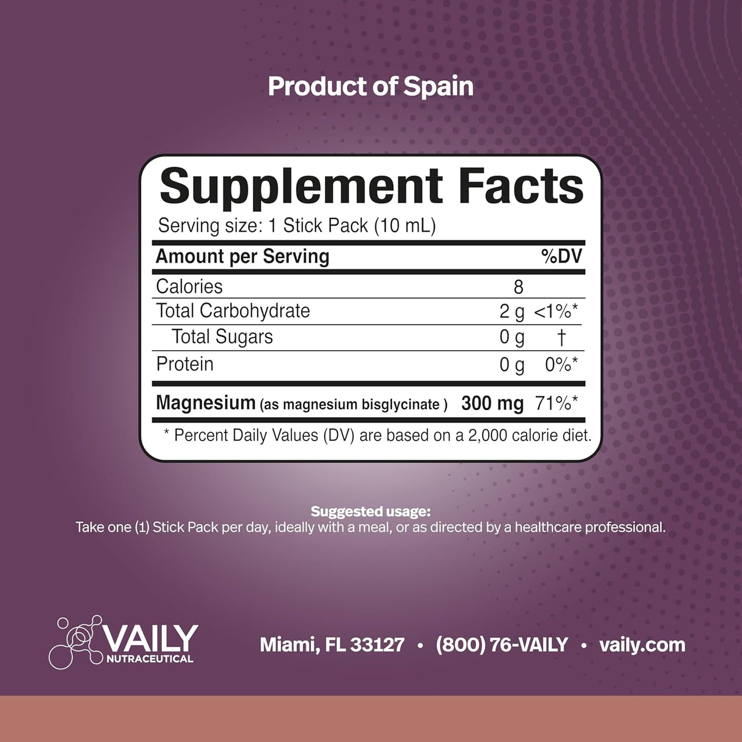 Vaily® Liquid Magnesium Bisglycinate Supplement 300mg - Lemon Flavor, 30PK - Enhanced Absorption for Heart & Bone Health, Sleep Support