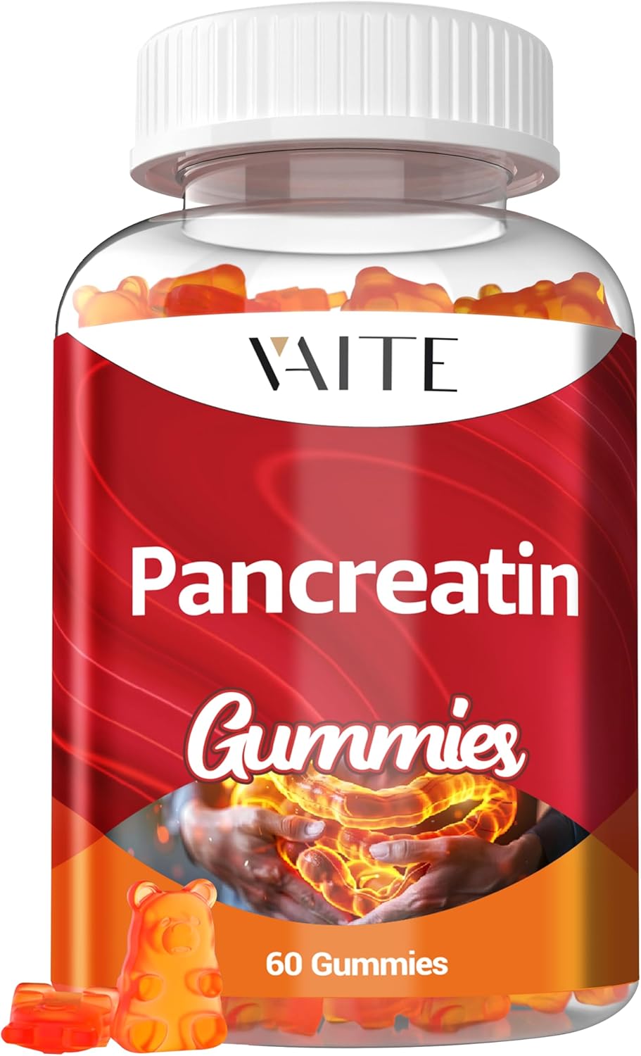 VAITE Pancreatic Digestive Enzymes Gummy 1000mg - Supports Digestion with Protease, Amylase, Lipase - Breaks Down Protein & Carbs - Vegan, Gluten-Free - 60 Gummies