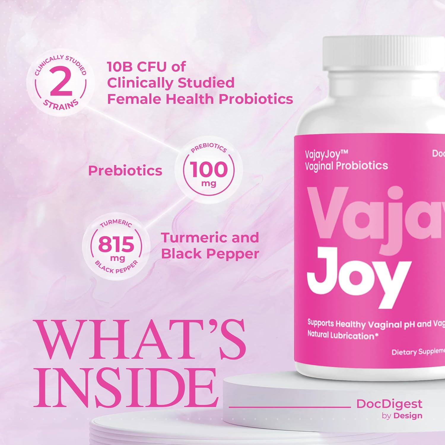 VajayJoy pH Balance Pills - Women's Vaginal Probiotic for pH Regulation, Restores pH Equilibrium & Natural Lubrication - Reduces BV, Yeast Infections, Odor - DocDigest Formula