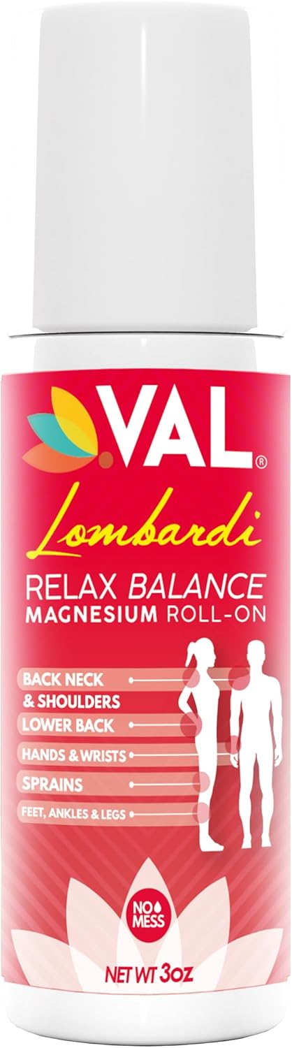 VAL Lombardi Magnesium Roll-On with Arnica & Herbal Blend for Joint & Muscle Therapy - 3oz
