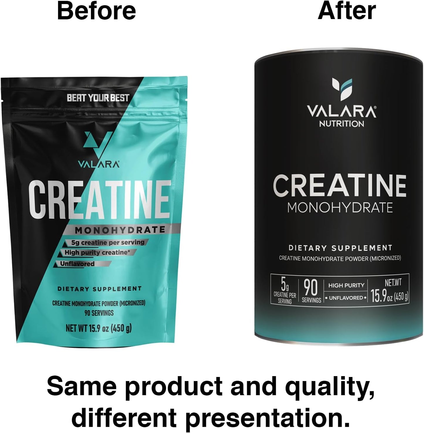 Valara Boost Recovery Creatine Monohydrate Powder - 450g, 90 Servings, Unflavored, Vegan, Keto - 5000mg Per Serv