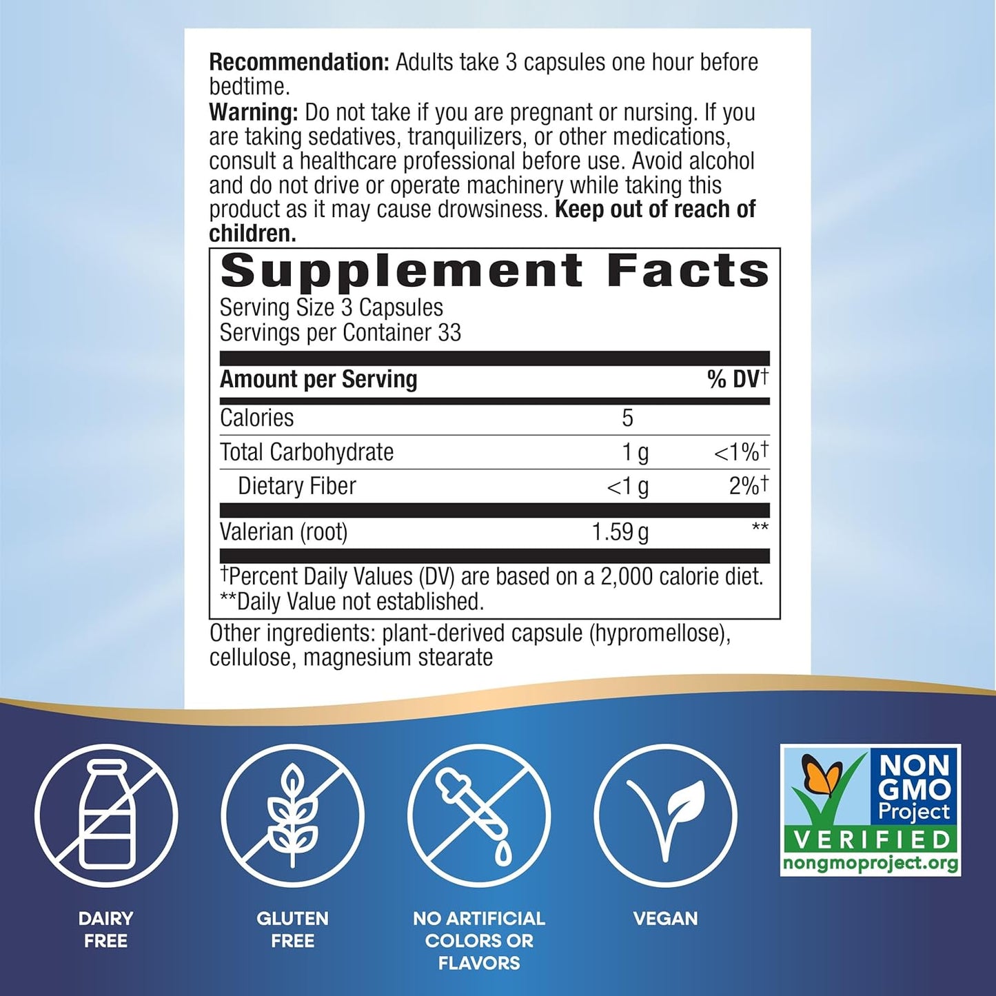 Valerian Root Capsules for Traditional Sleep Support - Gluten Free & Vegan - 100 Count
