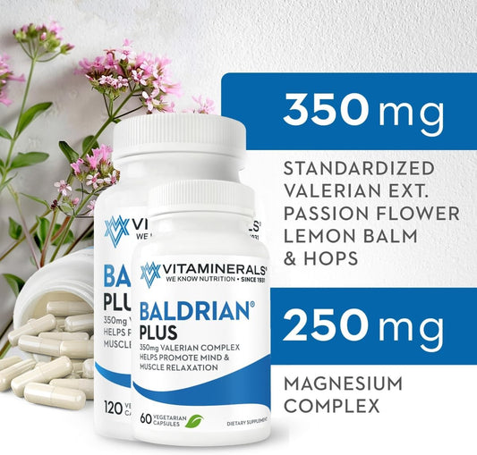 Valerian Root Extract Supplement for Natural Relaxation Support - 60 Capsules