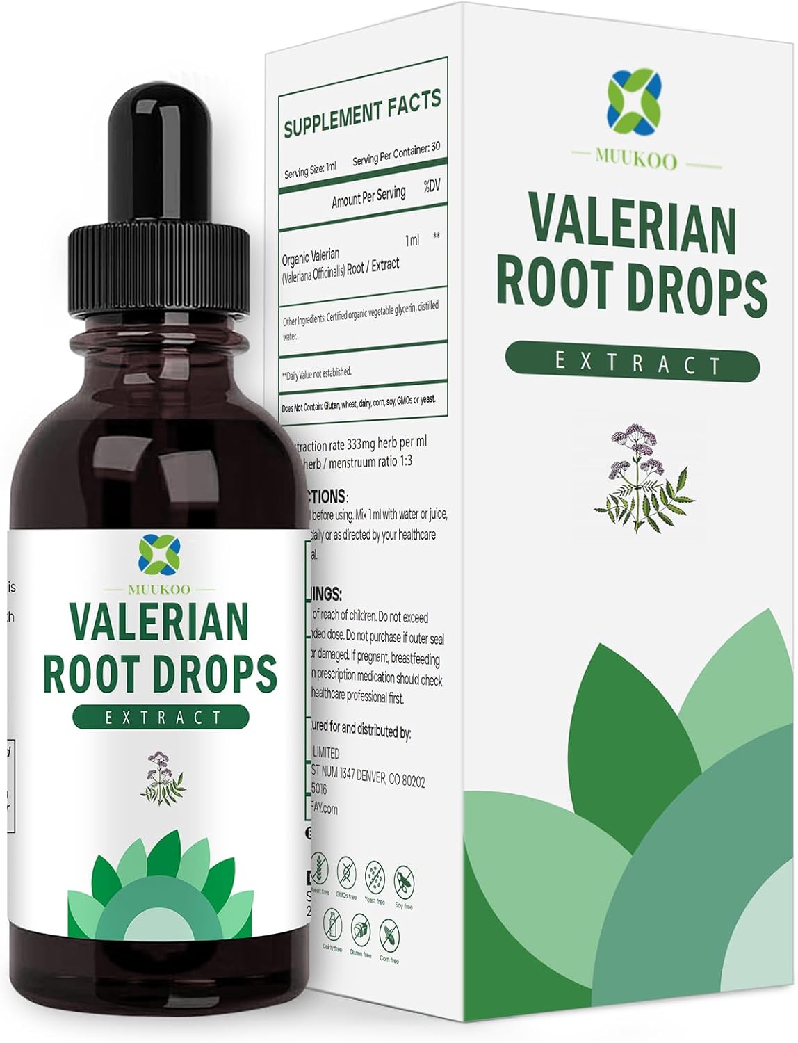 Valerian Root Liquid Drops for Sleep, Stress Relief, and Calm - 1-Ounce Herbal Supplement