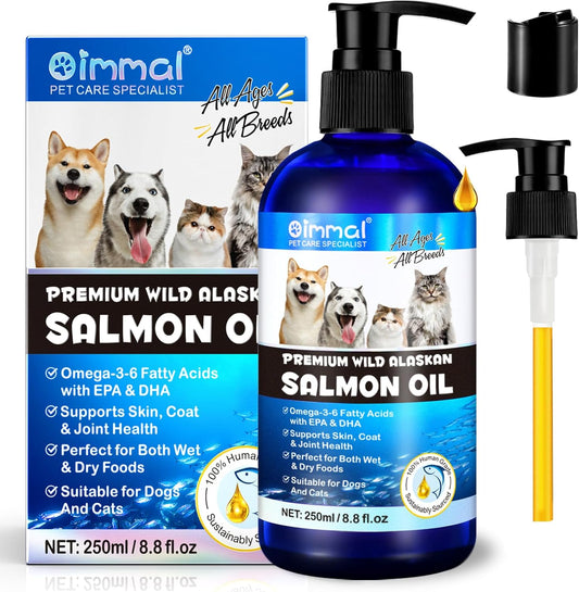 Valleylux Wild Alaskan Salmon Oil for Dogs & Cats, 250ml - Omega 3 Fish Oil for Skin, Coat, Joints, Heart & Immune Health, All Ages & Breeds