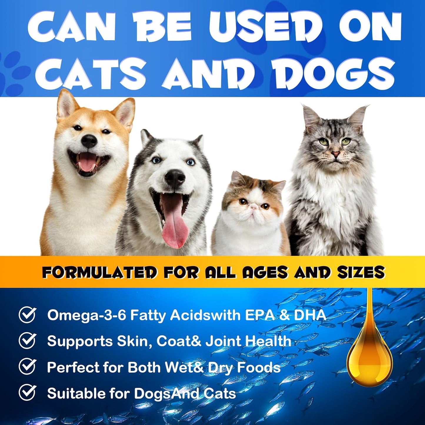 Valleylux Wild Alaskan Salmon Oil for Dogs & Cats, 250ml - Omega 3 Fish Oil for Skin, Coat, Joints, Heart & Immune Health, All Ages & Breeds