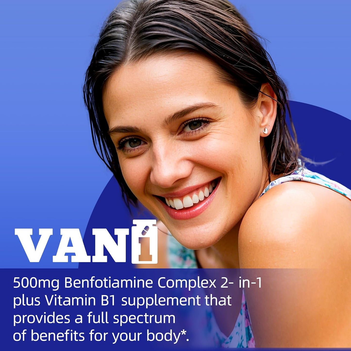 VANI 2 in 1 Enhanced Formula: Vitamin B1 with Benfotiamine 500mg - Fat Soluble Supplement - 120 Capsules
