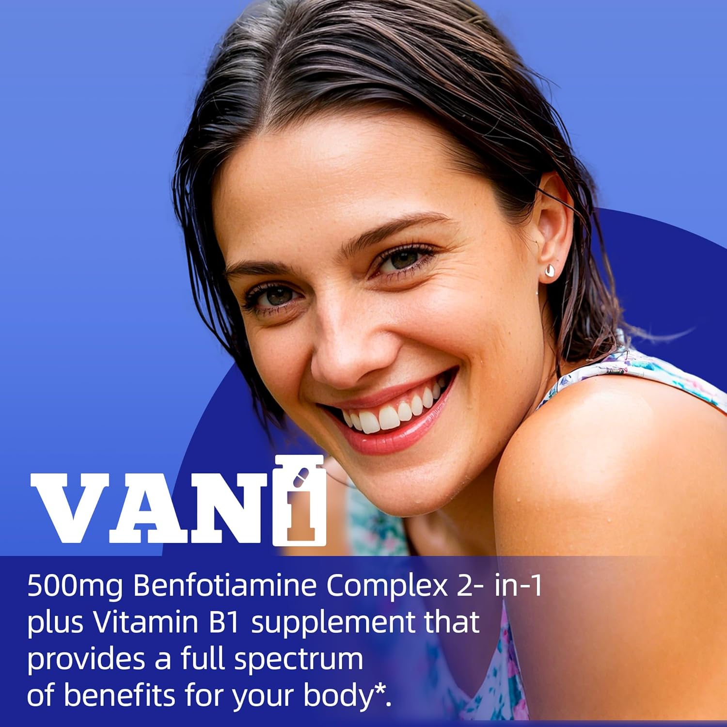 VANI 2 in 1 Enhanced Formula: Vitamin B1 with Benfotiamine 500mg - Fat Soluble Supplement - 120 Capsules