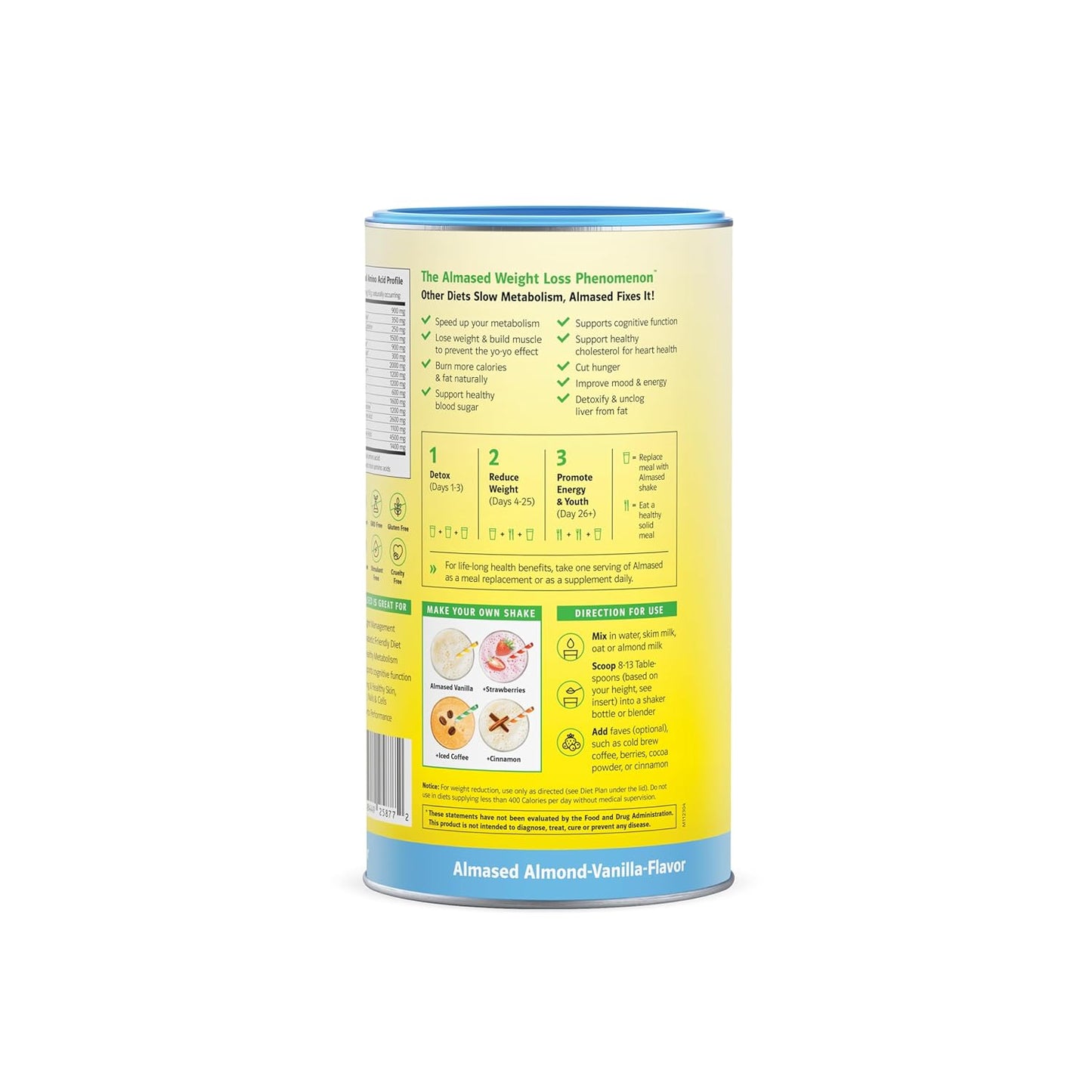 Vanilla Almased Meal Replacement Shake - High Protein Low-Glycemic Powder for Weight Management - 17.6 oz - 1 Pack