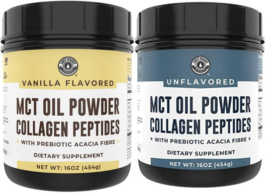Vanilla and Unflavored MCT Collagen Powder for Keto Diet by Left Coast Performance