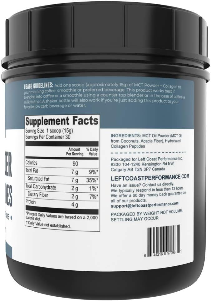 Vanilla and Unflavored MCT Collagen Powder for Keto Diet by Left Coast Performance
