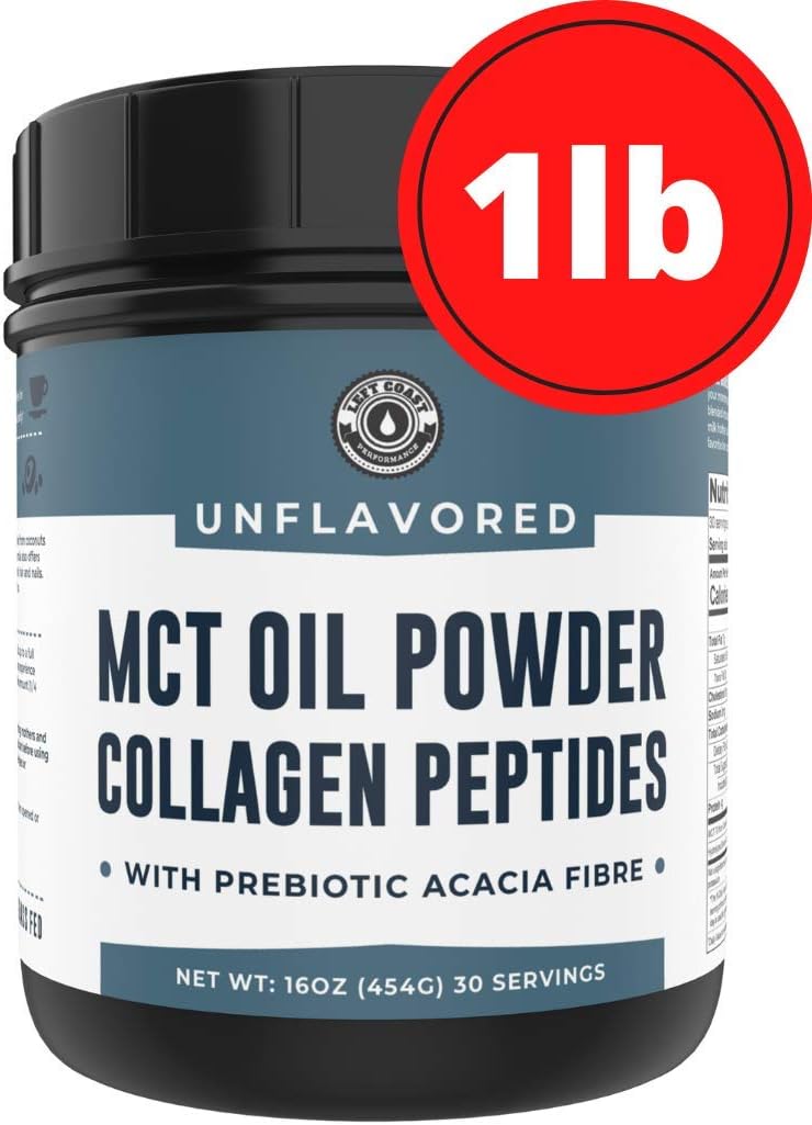 Vanilla and Unflavored MCT Collagen Powder for Keto Diet by Left Coast Performance