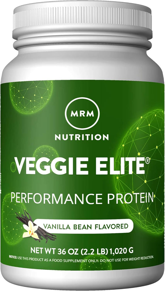 Vanilla Bean Flavored MRM Nutrition Veggie Elite Performance Protein - Plant-Based, Vegan, Gluten-Free, Easy to Digest, with BCAAs and Digestive Enzymes (30 Servings)