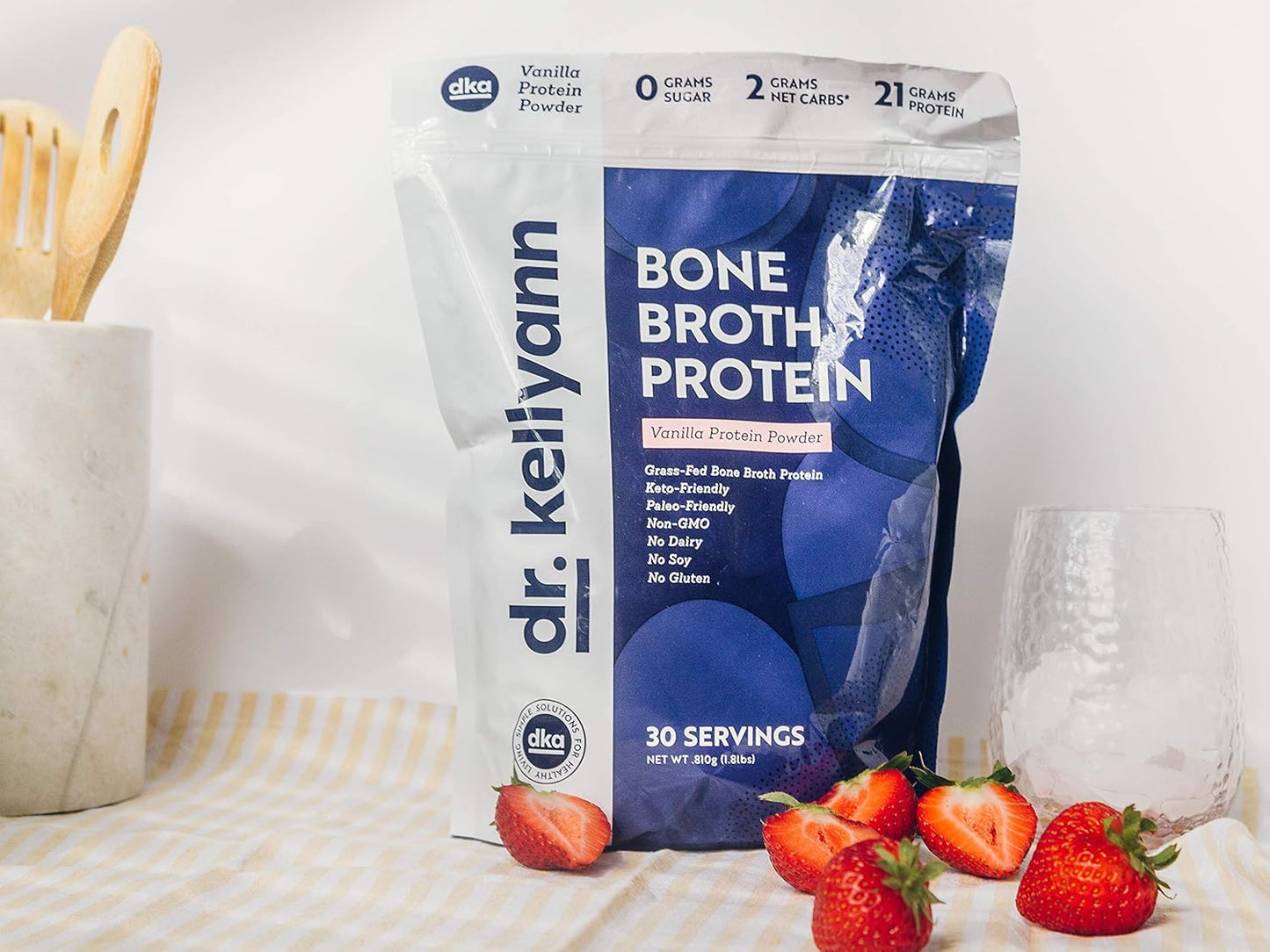 Vanilla Bone Broth Protein Powder - 30 Servings, 21g Protein, Grass-Fed Collagen, Sugar-Free, Keto & Paleo-Friendly