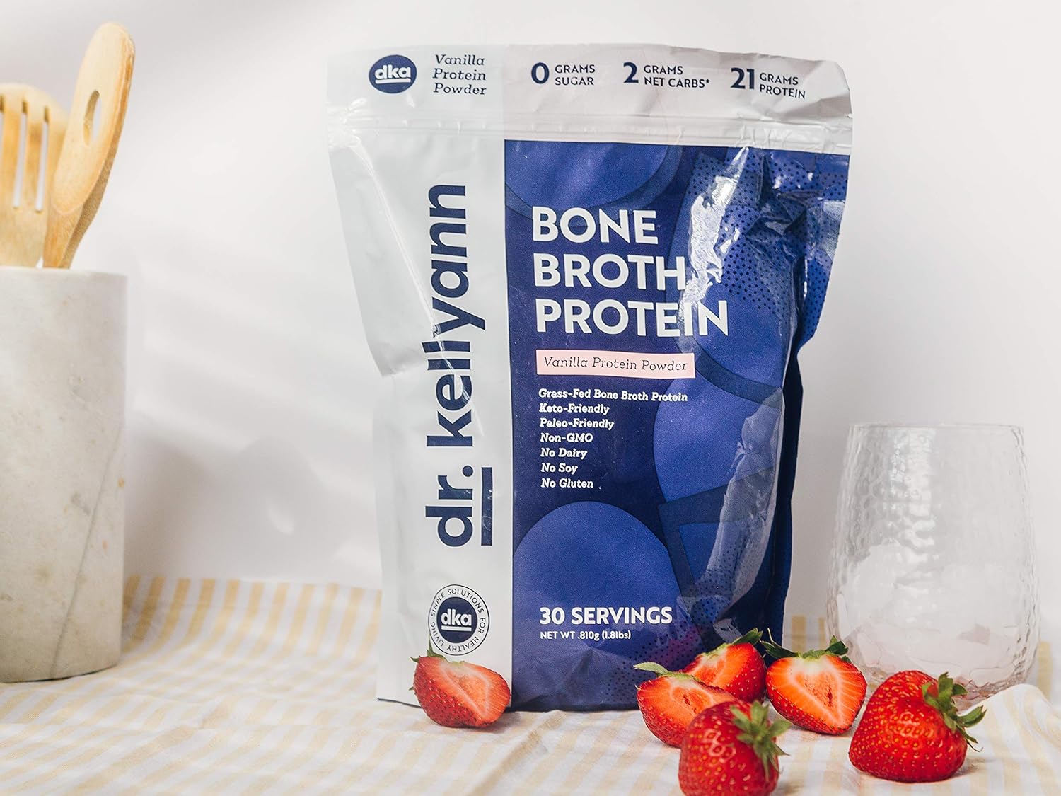 Vanilla Bone Broth Protein Powder - 30 Servings, 21g Protein, Grass-Fed Collagen, Sugar-Free, Keto & Paleo-Friendly