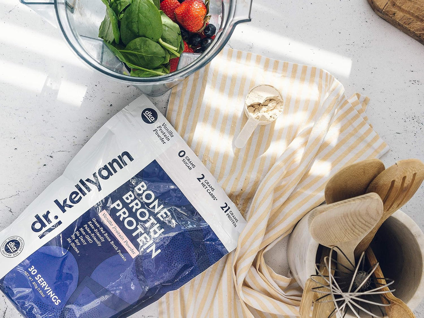 Vanilla Bone Broth Protein Powder - 30 Servings, 21g Protein, Grass-Fed Collagen, Sugar-Free, Keto & Paleo-Friendly