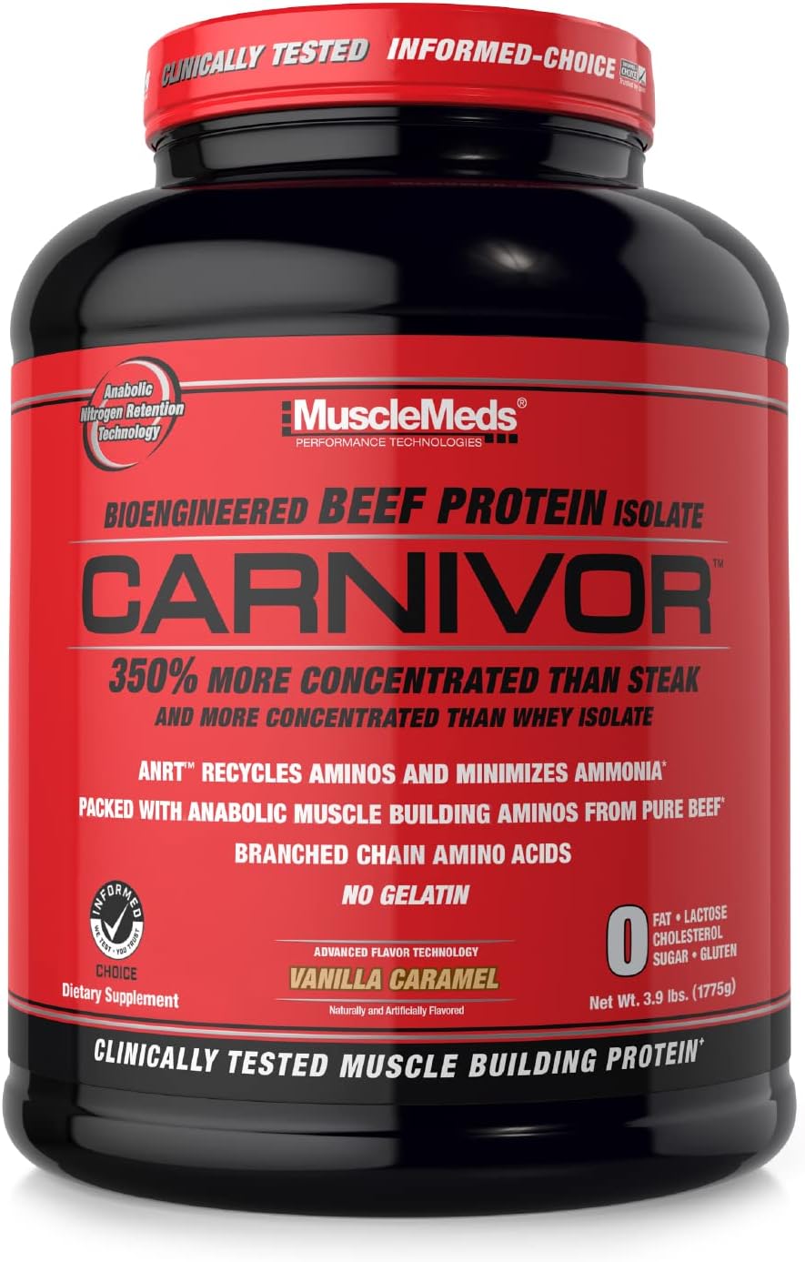 Vanilla Caramel MuscleMeds Carnivor Beef Protein Isolate, 3.9 lbs