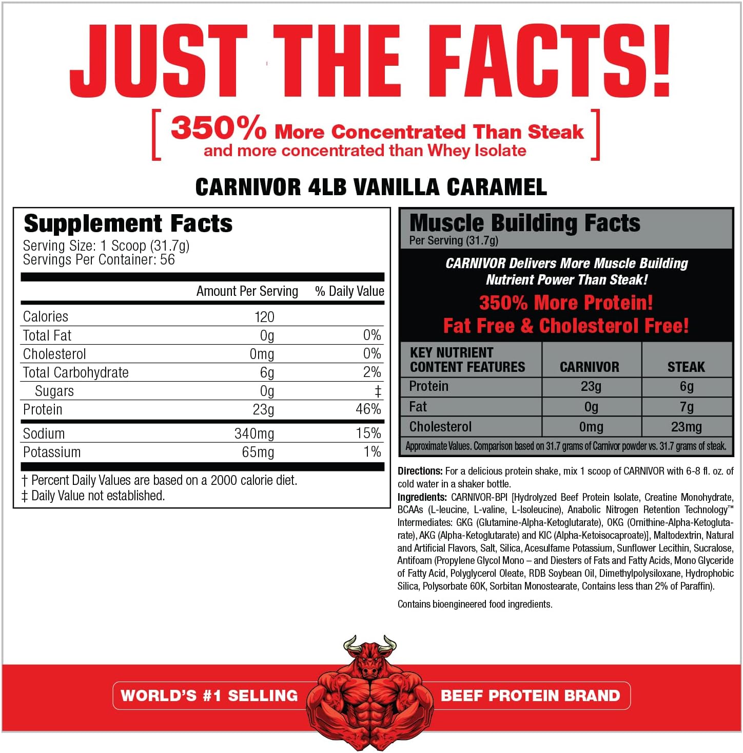 Vanilla Caramel MuscleMeds Carnivor Beef Protein Isolate, 3.9 lbs