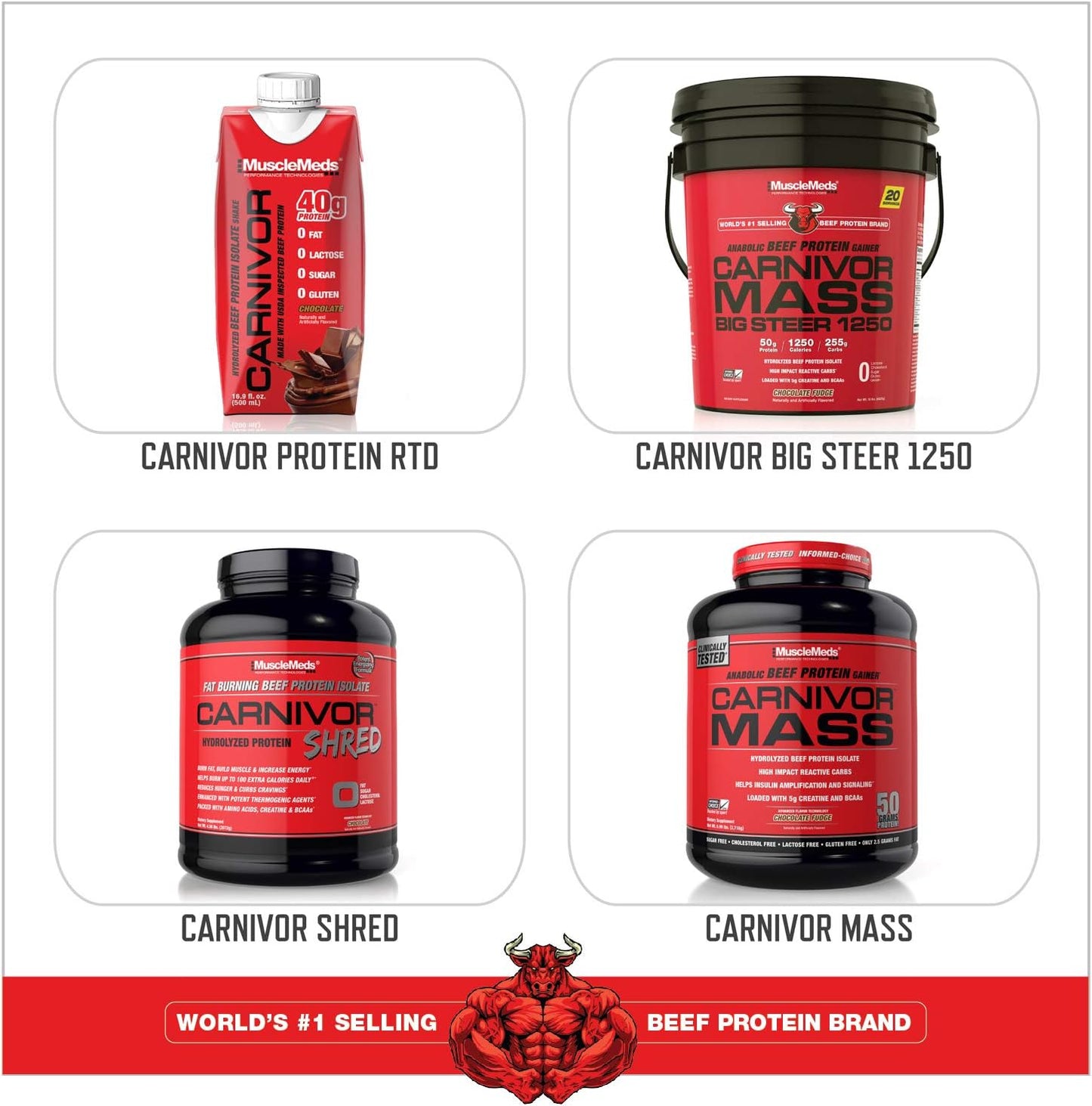 Vanilla Caramel MuscleMeds Carnivor Mass Beef Protein Gainer - 10 Pounds