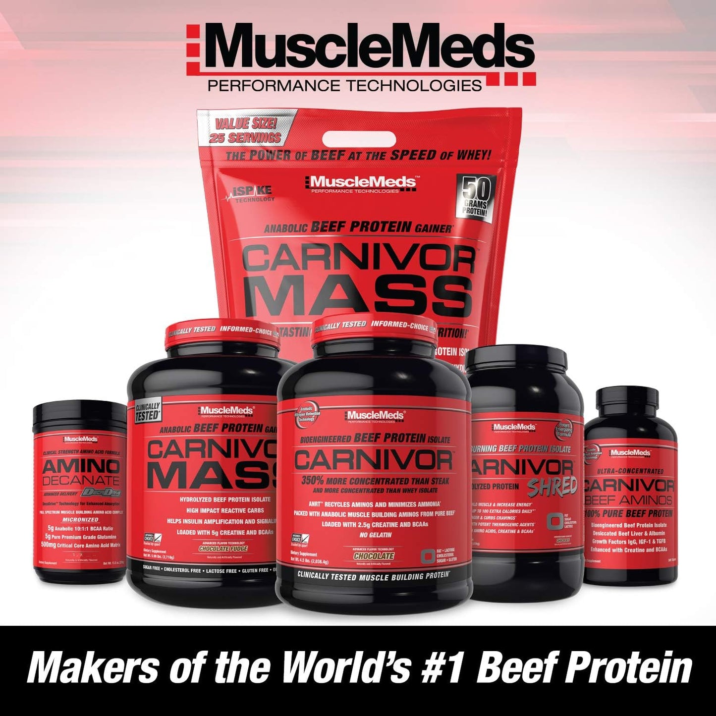 Vanilla Caramel MuscleMeds Carnivor Mass Beef Protein Gainer - 10 Pounds