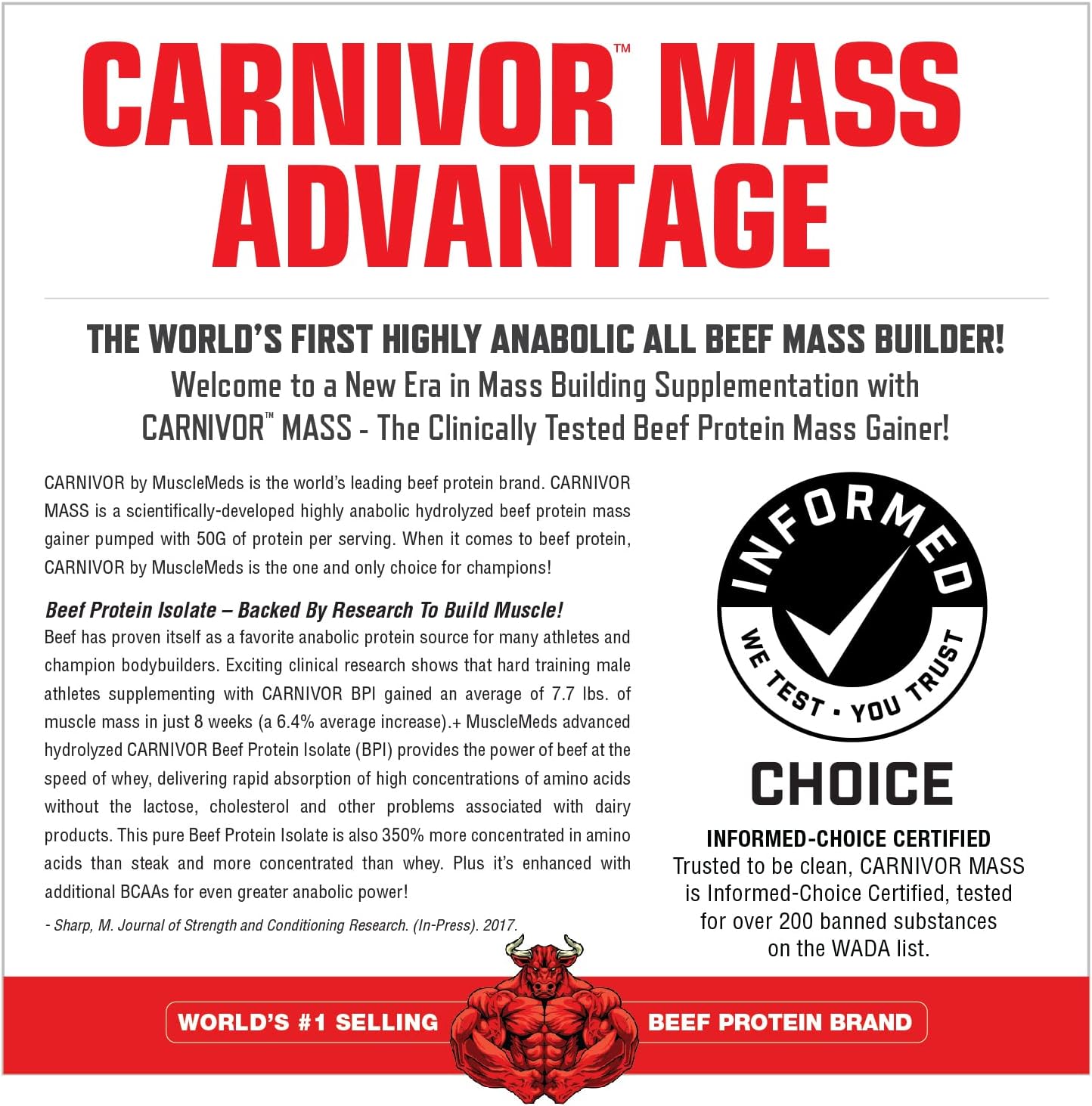 Vanilla Caramel MuscleMeds Carnivor Mass Diet Supplement - 5.78 Pound