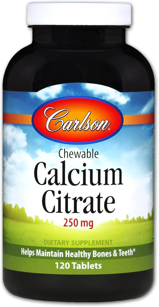 Vanilla Carlson Chewable Calcium Citrate Tablets - 250 mg, 120 Count