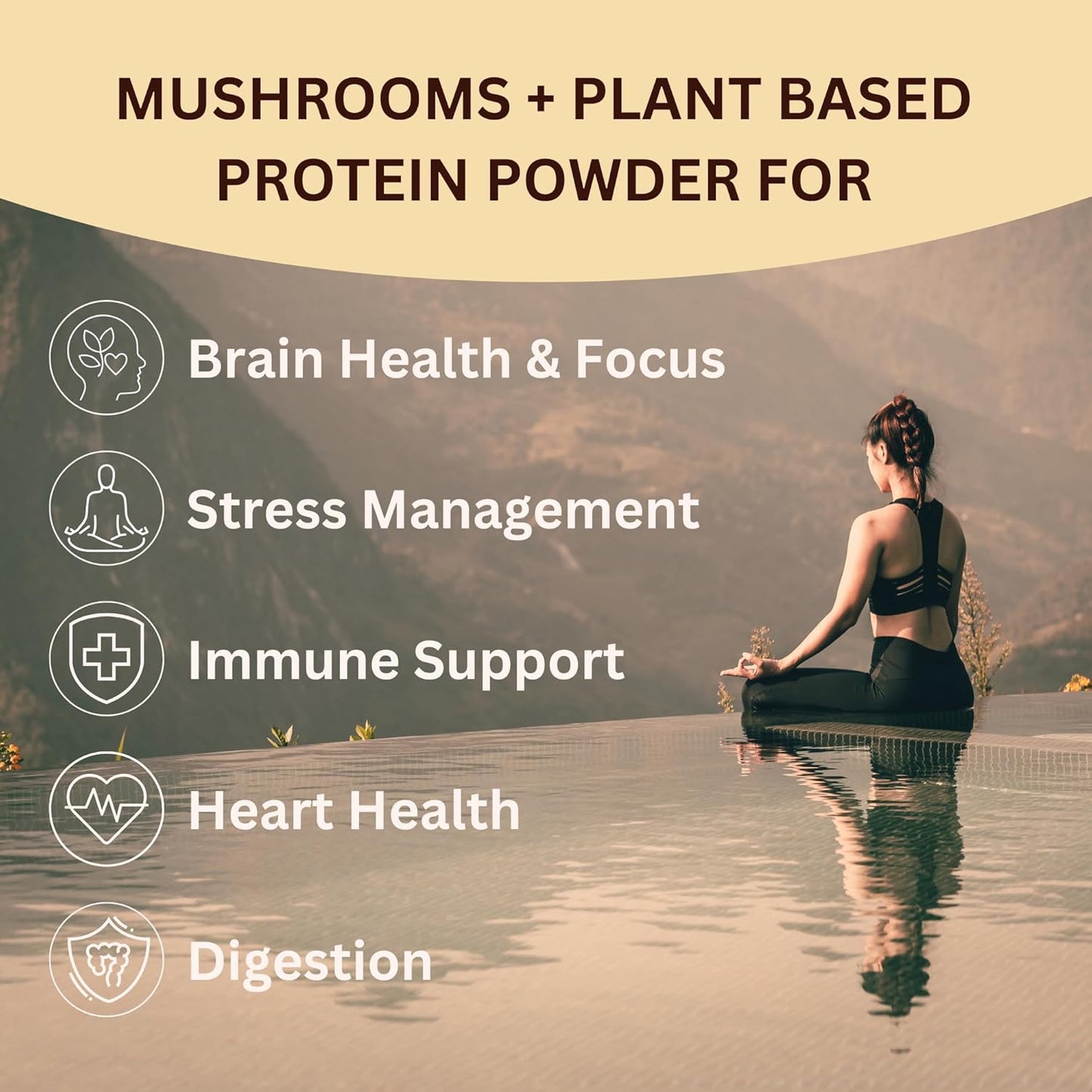 Vanilla ChagaRoot Mycoprotein Mushroom Protein Powder - Vegan Plant Based Superfood Blend with Chaga, Reishi, Turkey Tail, Shiitake, Lions Mane - 1.76 lb