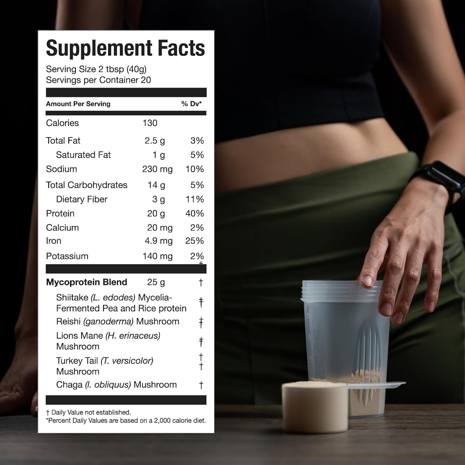 Vanilla ChagaRoot Mycoprotein Mushroom Protein Powder - Vegan Plant Based Superfood Blend with Chaga, Reishi, Turkey Tail, Shiitake, Lions Mane - 1.76 lb