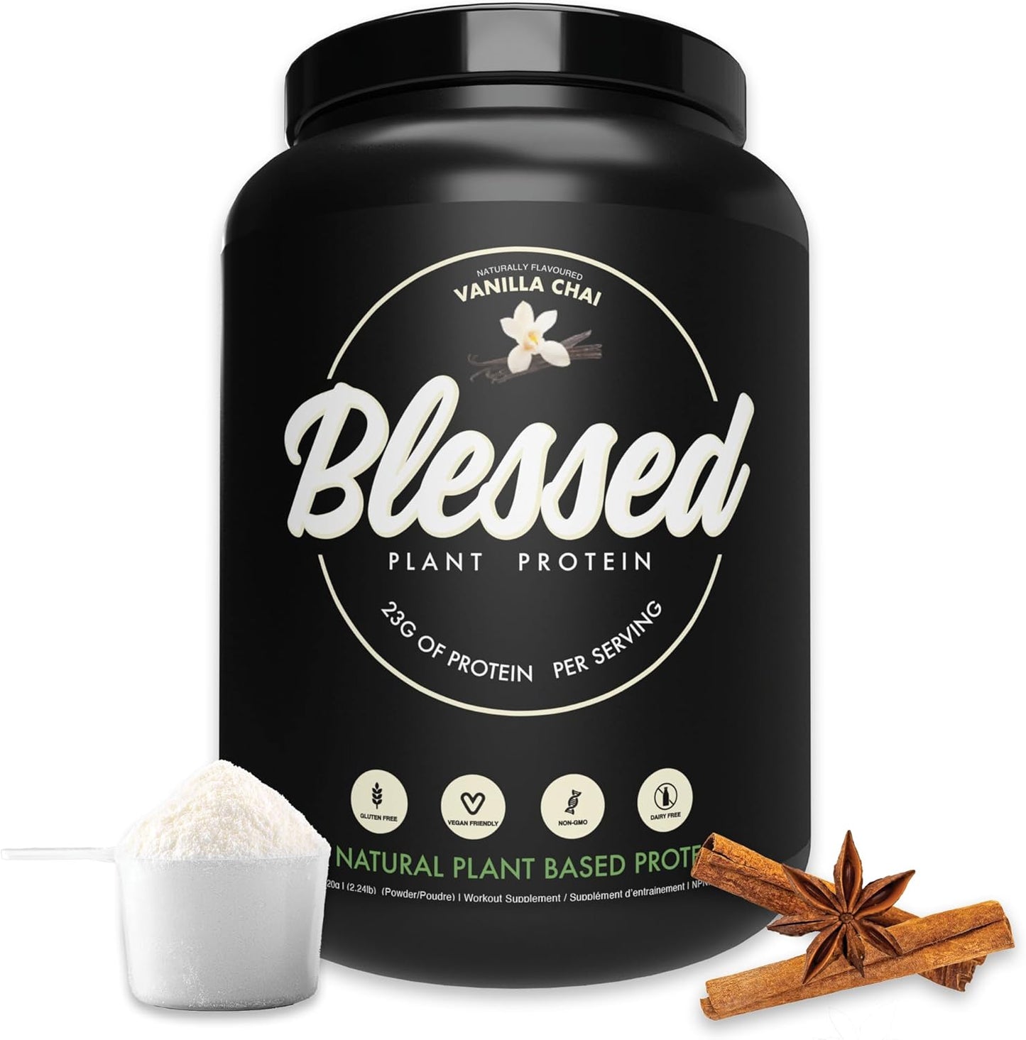 Vanilla Chai Vegan Protein Powder - Dairy, Gluten, and Soy Free Plant Based Meal Replacement Shake with 23g of Pea Protein - 30 Servings