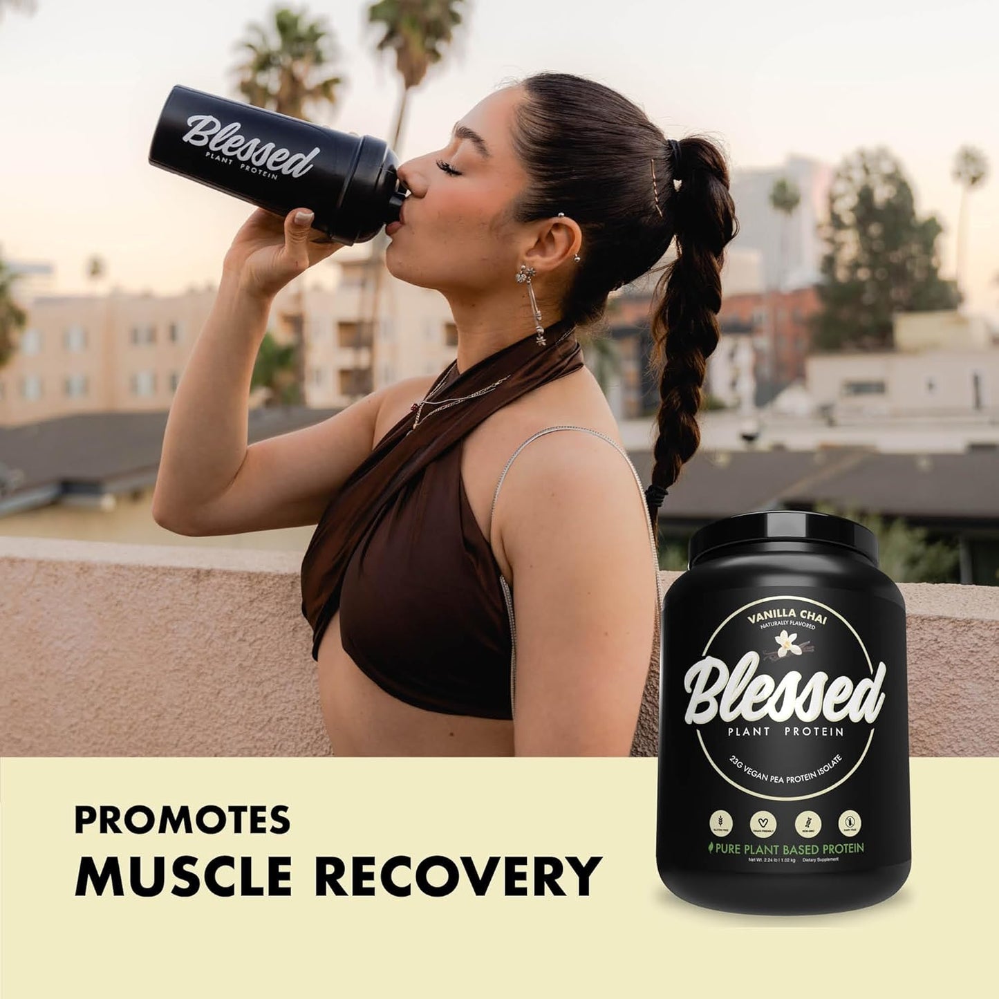 Vanilla Chai Vegan Protein Powder - Dairy, Gluten, and Soy Free Plant Based Meal Replacement Shake with 23g of Pea Protein - 30 Servings