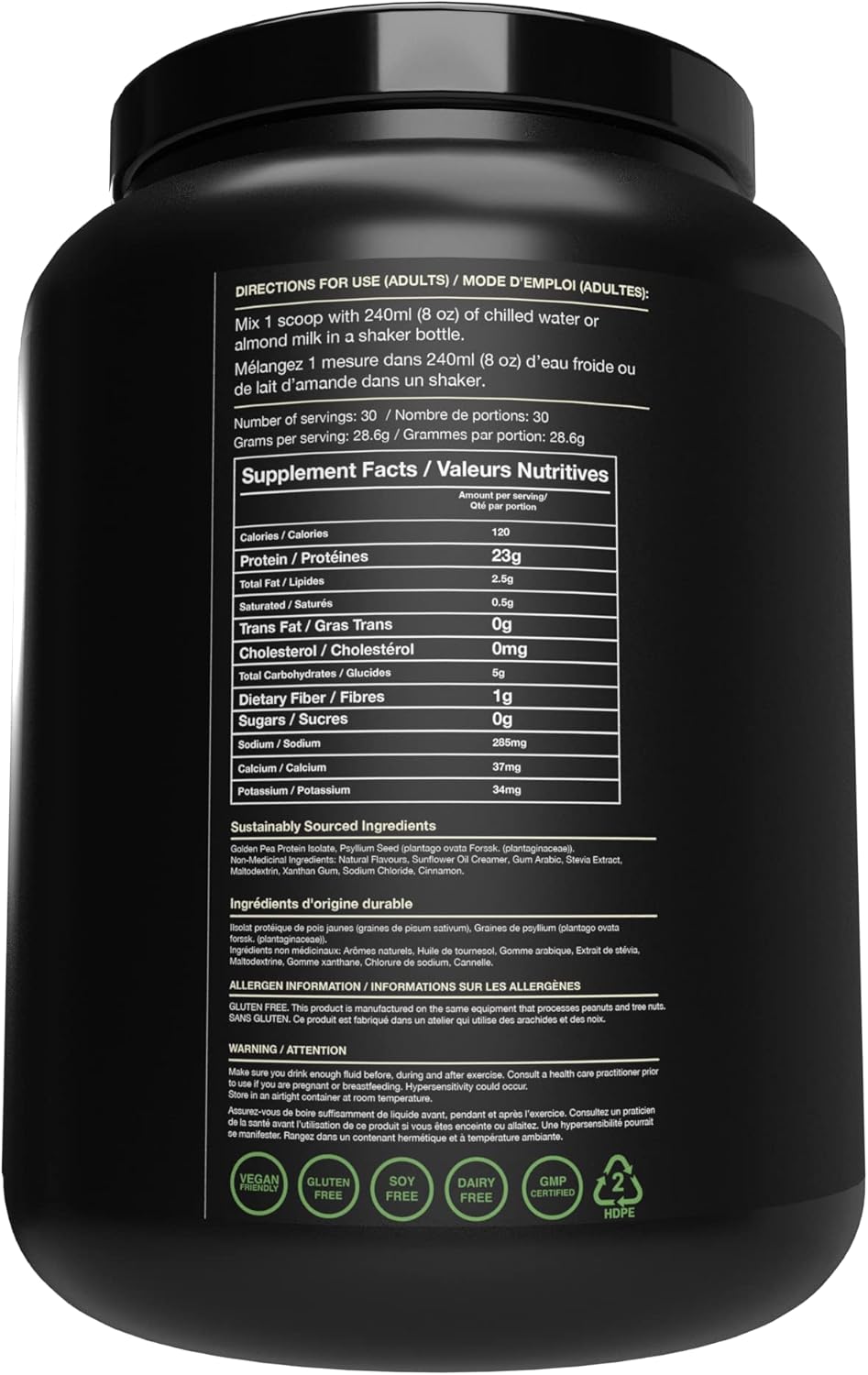 Vanilla Chai Vegan Protein Powder - Dairy, Gluten, and Soy Free Plant Based Meal Replacement Shake with 23g of Pea Protein - 30 Servings