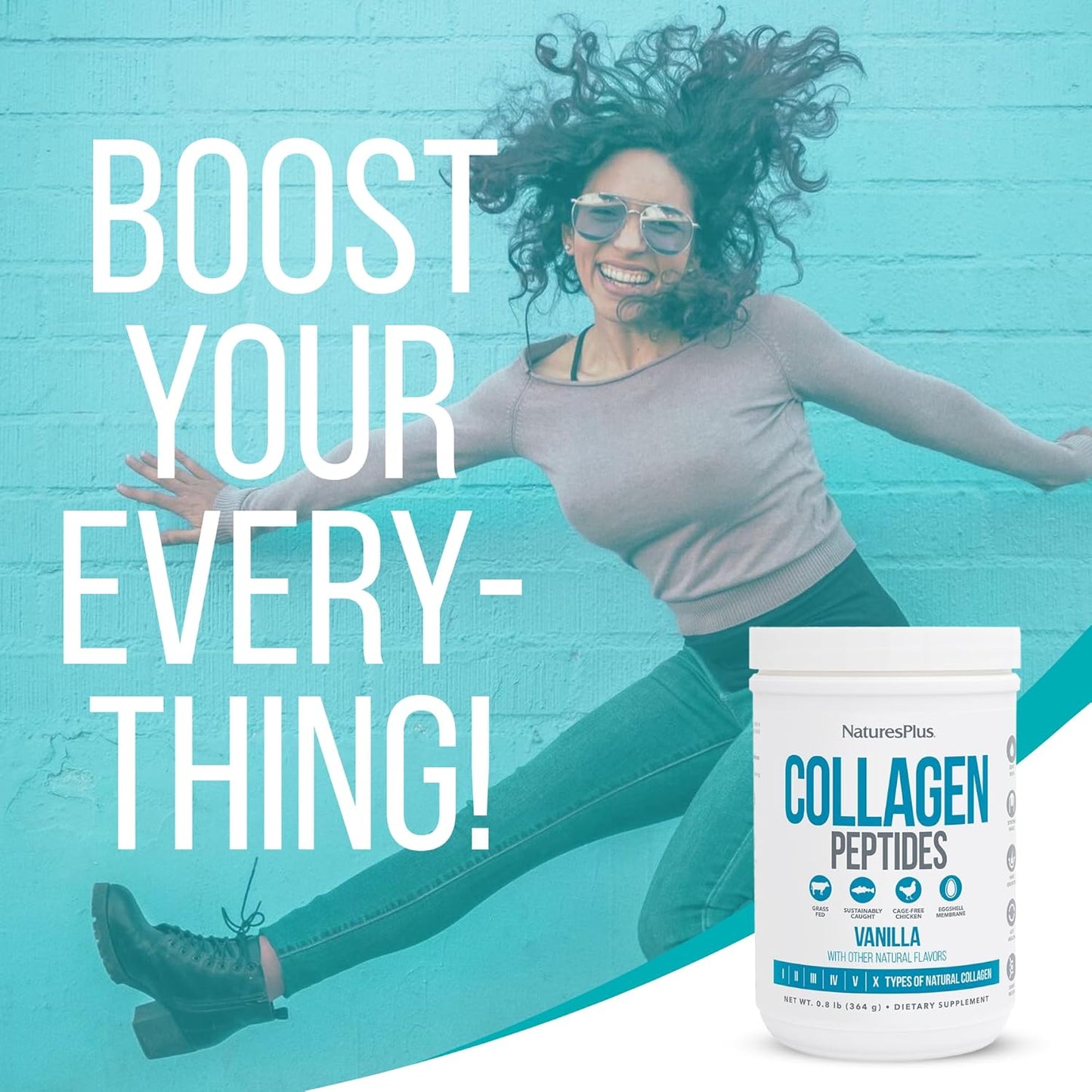 Vanilla Collagen Peptides Powder for Hair, Skin, Nails, Joints - Immune Support - Non-GMO, Gluten Free - 14 Servings