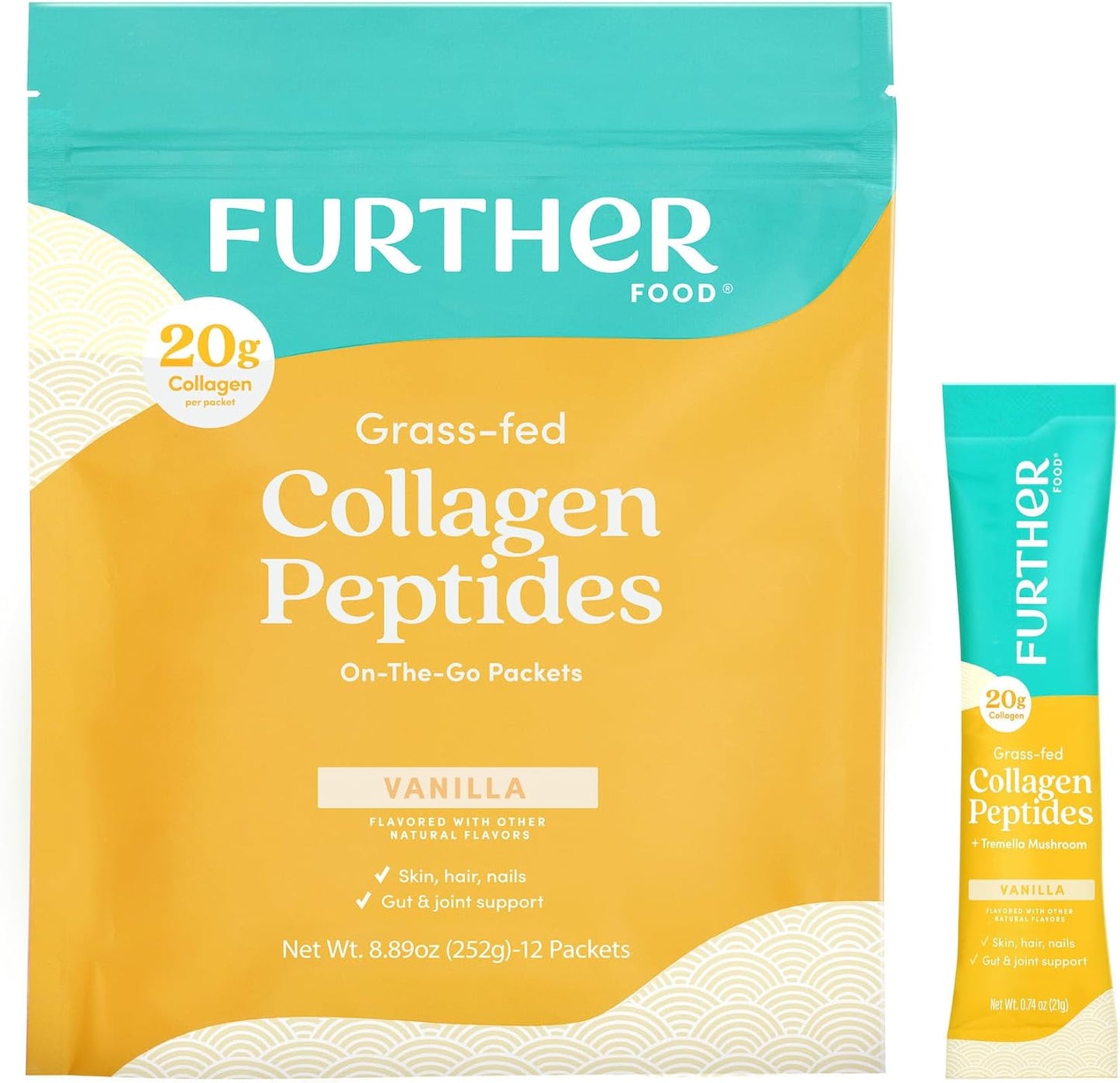 Vanilla Collagen Peptides Stick Packs - Grass-Fed Hydrolyzed Protein for Gut Health, Joints, Hair, Skin, Nails - Paleo Keto Friendly