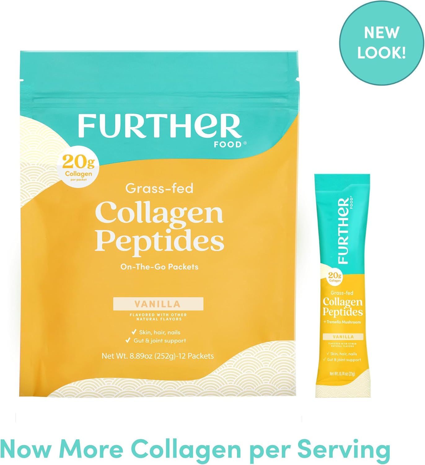 Vanilla Collagen Peptides Stick Packs - Grass-Fed Hydrolyzed Protein for Gut Health, Joints, Hair, Skin, Nails - Paleo Keto Friendly