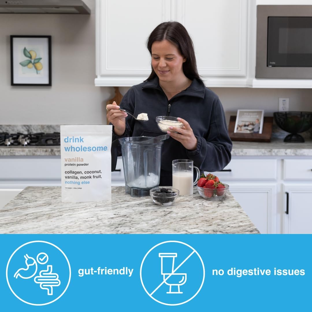 Vanilla Collagen Protein Powder - Ideal for Sensitive Stomachs, Gut Health, Dairy & Lactose Free, No Artificial Sweeteners - Suitable for AIP, Carnivore, Paleo Diets - Safe for Kids & Seniors