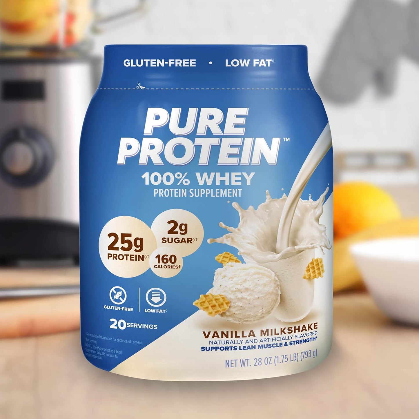 Vanilla Cream Whey Protein Powder - High Protein, Low Sugar, Gluten-Free - 1.75 lbs