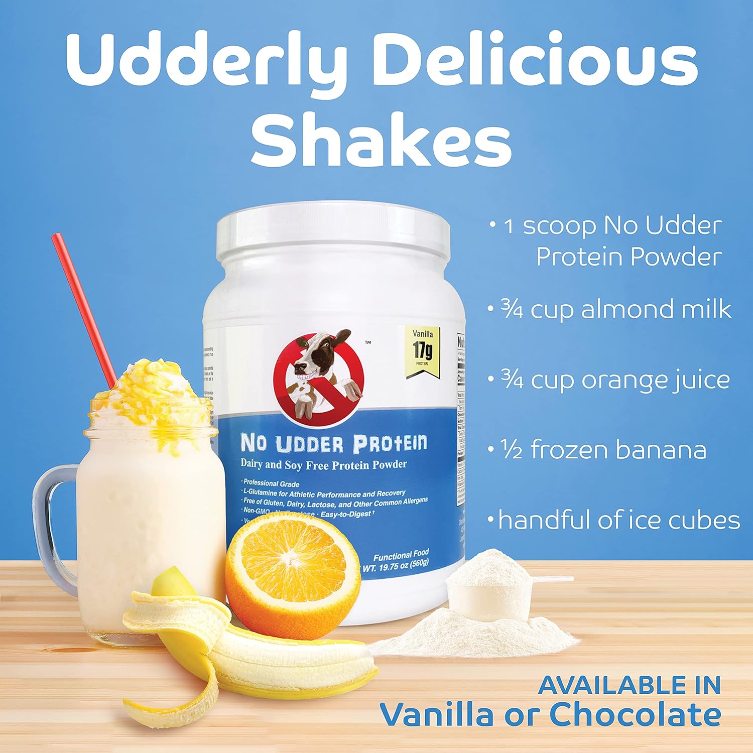 Vanilla Delight Dairy-Free Vegan Protein Powder - Soy-Free Formula by No Udder Protein