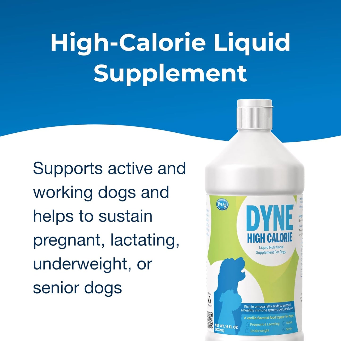 Vanilla Flavored High Calorie Liquid Supplement for Dogs 16 oz - Supports Performance & Endurance - For Puppies 8 Weeks+