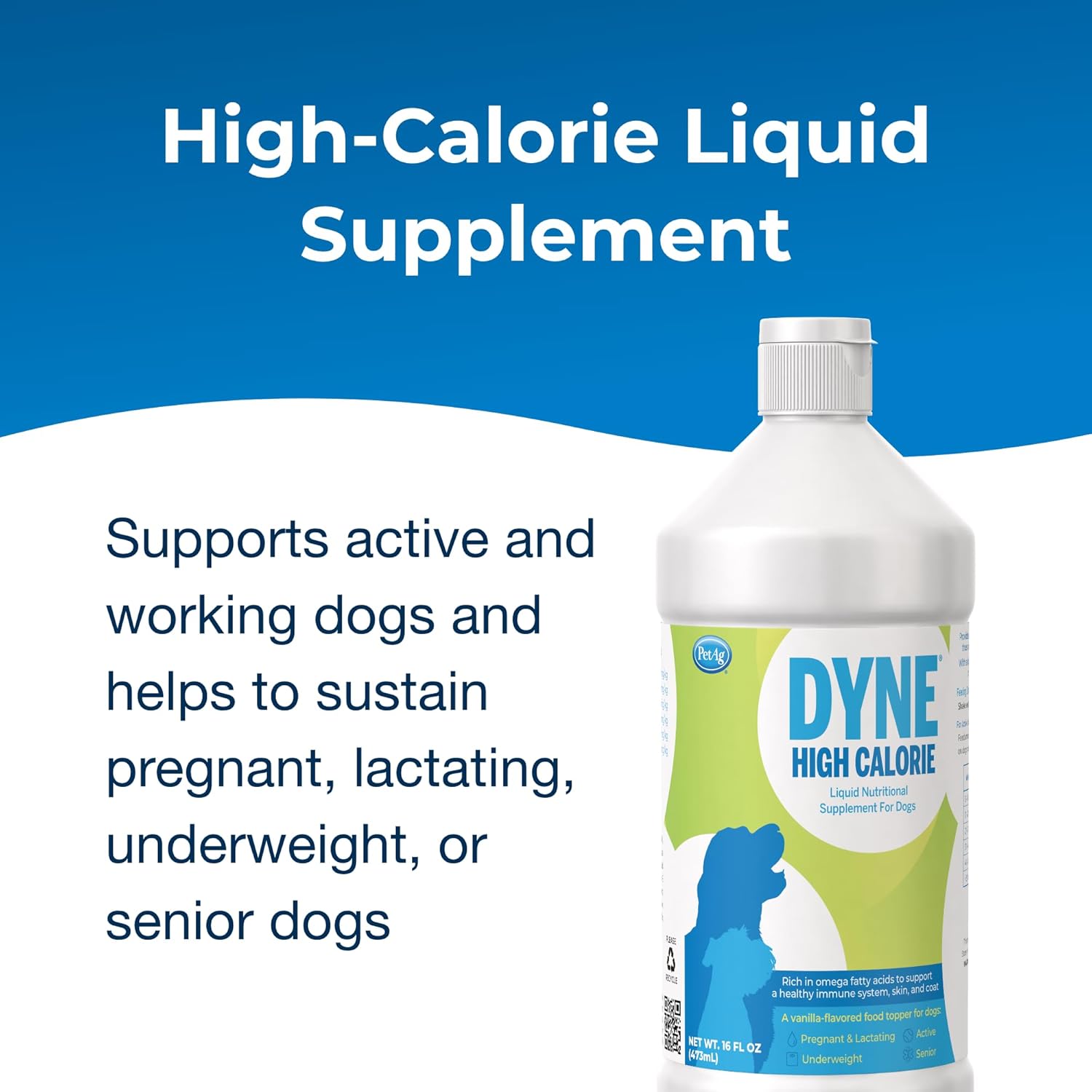 Vanilla Flavored High Calorie Liquid Supplement for Dogs 16 oz - Supports Performance & Endurance - For Puppies 8 Weeks+