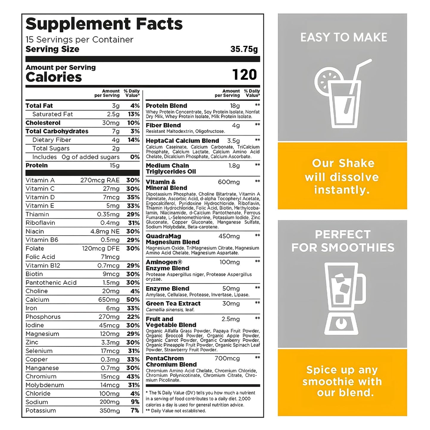 Vanilla Flavored Keto-Friendly Meal Replacement Shake for Women - Kosher Certified Protein Powder with Pre & Probiotics for Digestion - No Sucralose - 16.9 Oz