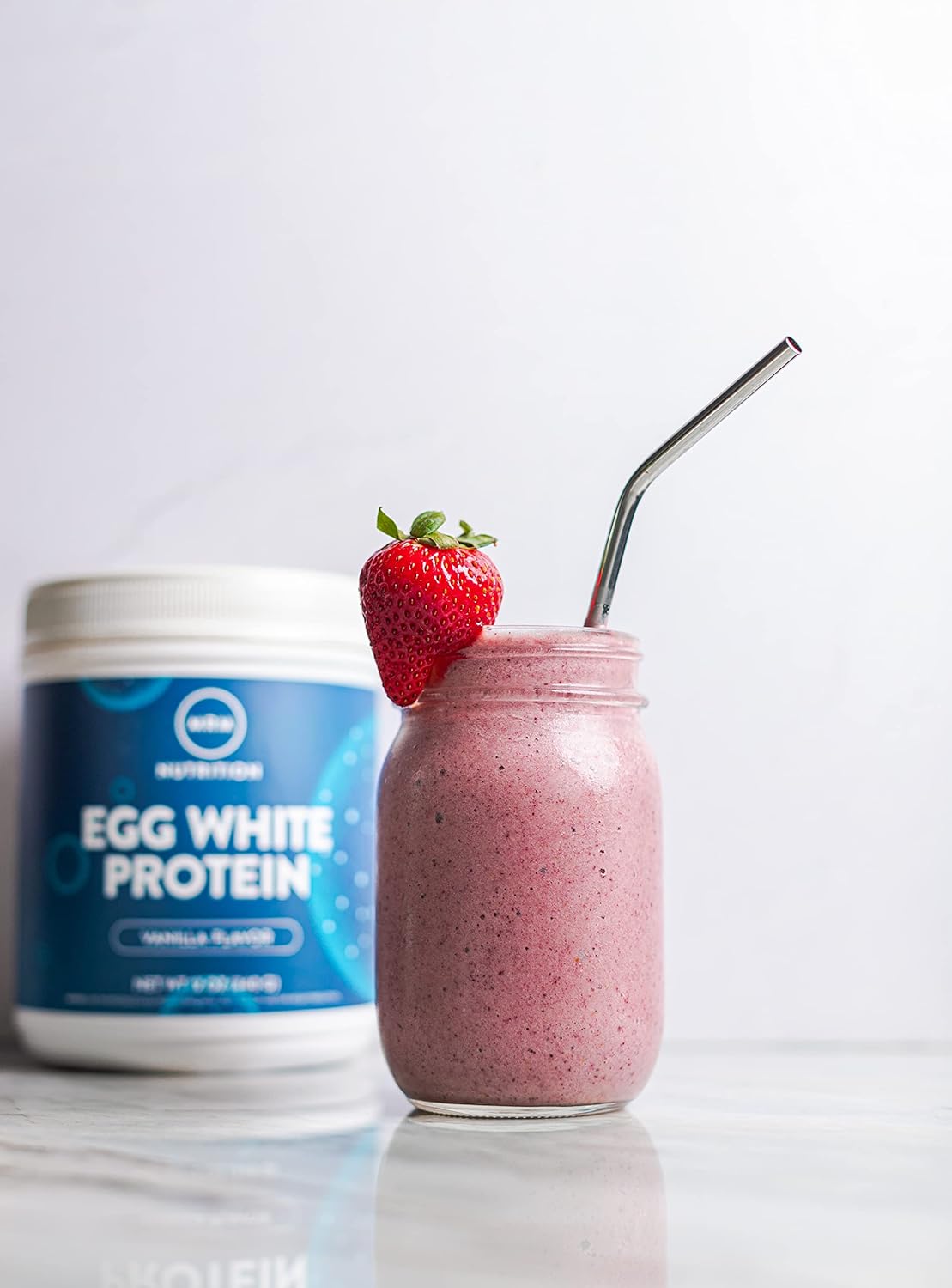 Vanilla Flavored MRM Nutrition Egg White Protein Powder - 23g Fat-Free Protein with Digestive Enzymes - Clinically Tested - 10 Servings