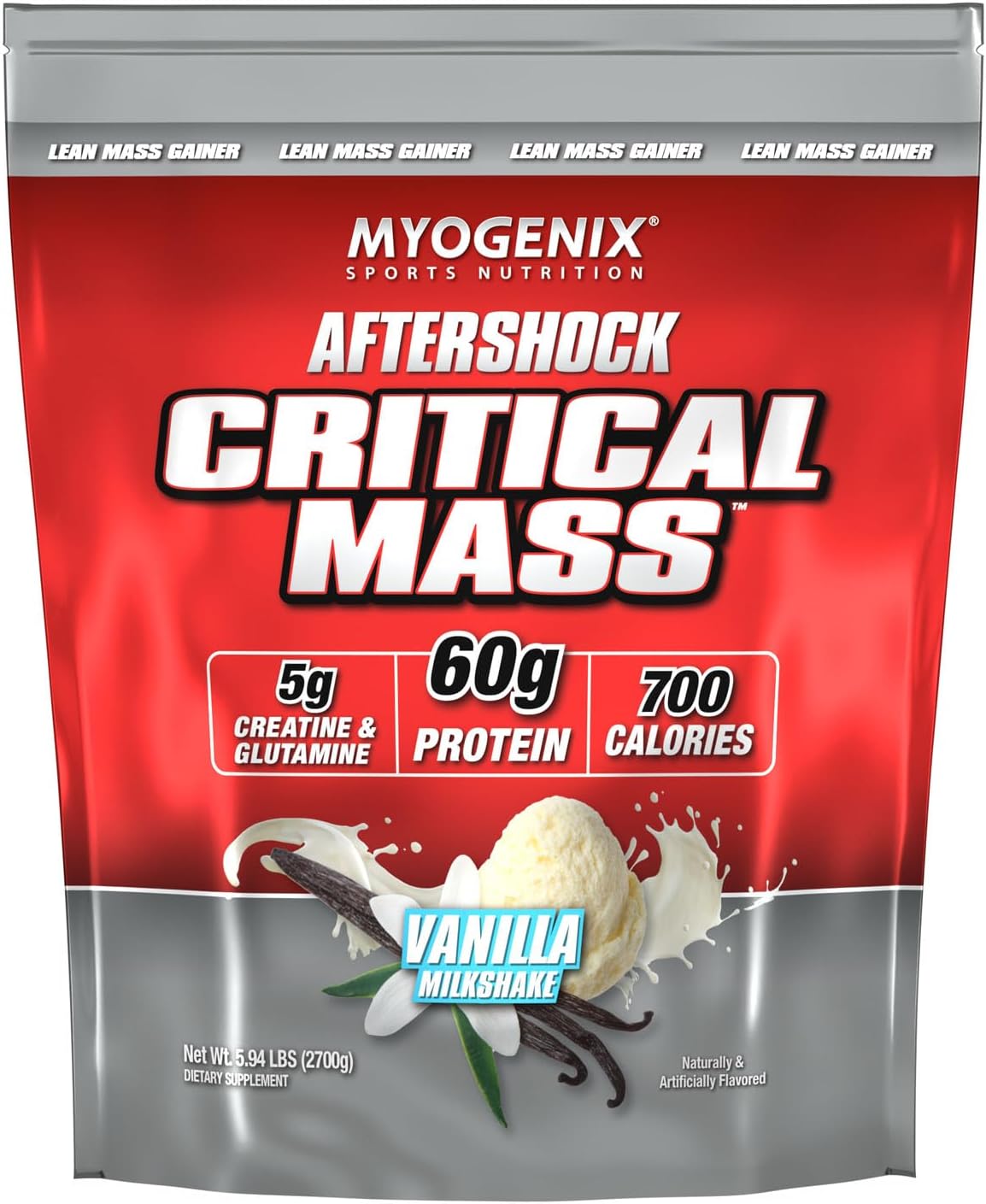 Vanilla Flavored Myogenix Critical Mass Protein Powder for Muscle Mass Weight Gain - 6.01 lbs
