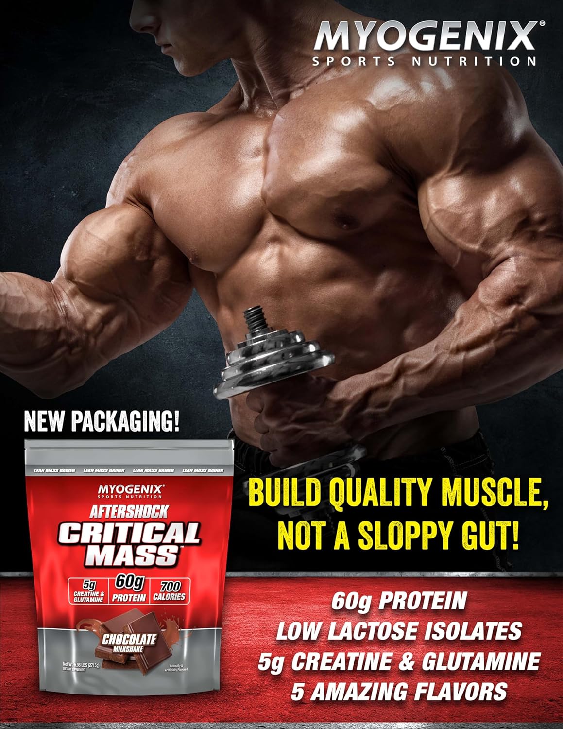 Vanilla Flavored Myogenix Critical Mass Protein Powder for Muscle Mass Weight Gain - 6.01 lbs