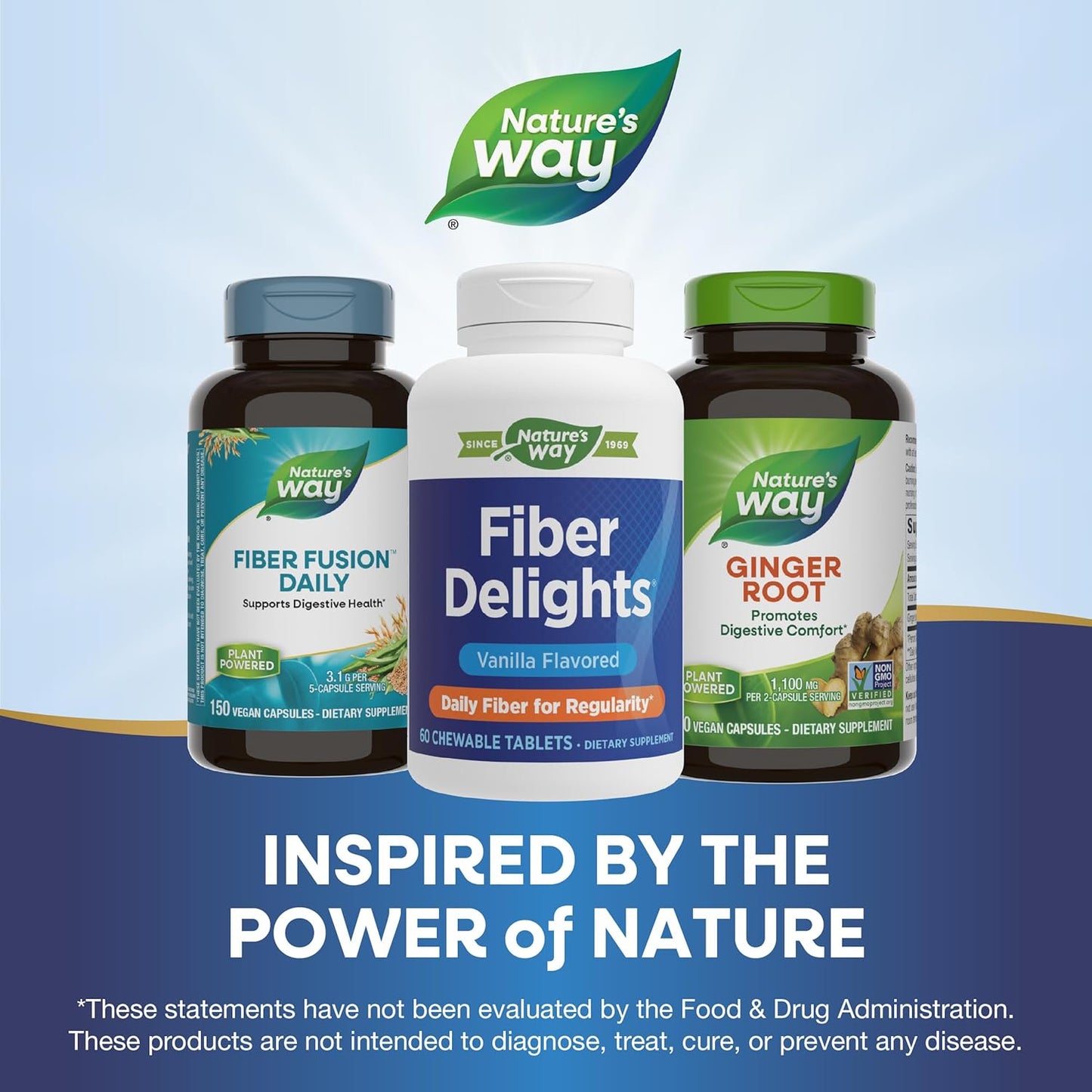 Vanilla Flavored Nature's Way Fiber Delights Chewable Tablets for Daily Regularity - 60 Count