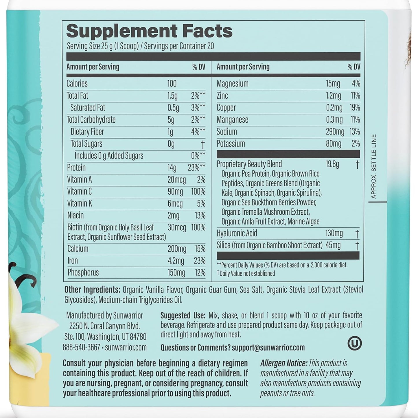 Vanilla Flavored Plant-Based Protein Powder & Collagen Peptide Powder Bundle - 30 Servings Protein Powder + 20 Servings Collagen Peptide Powder